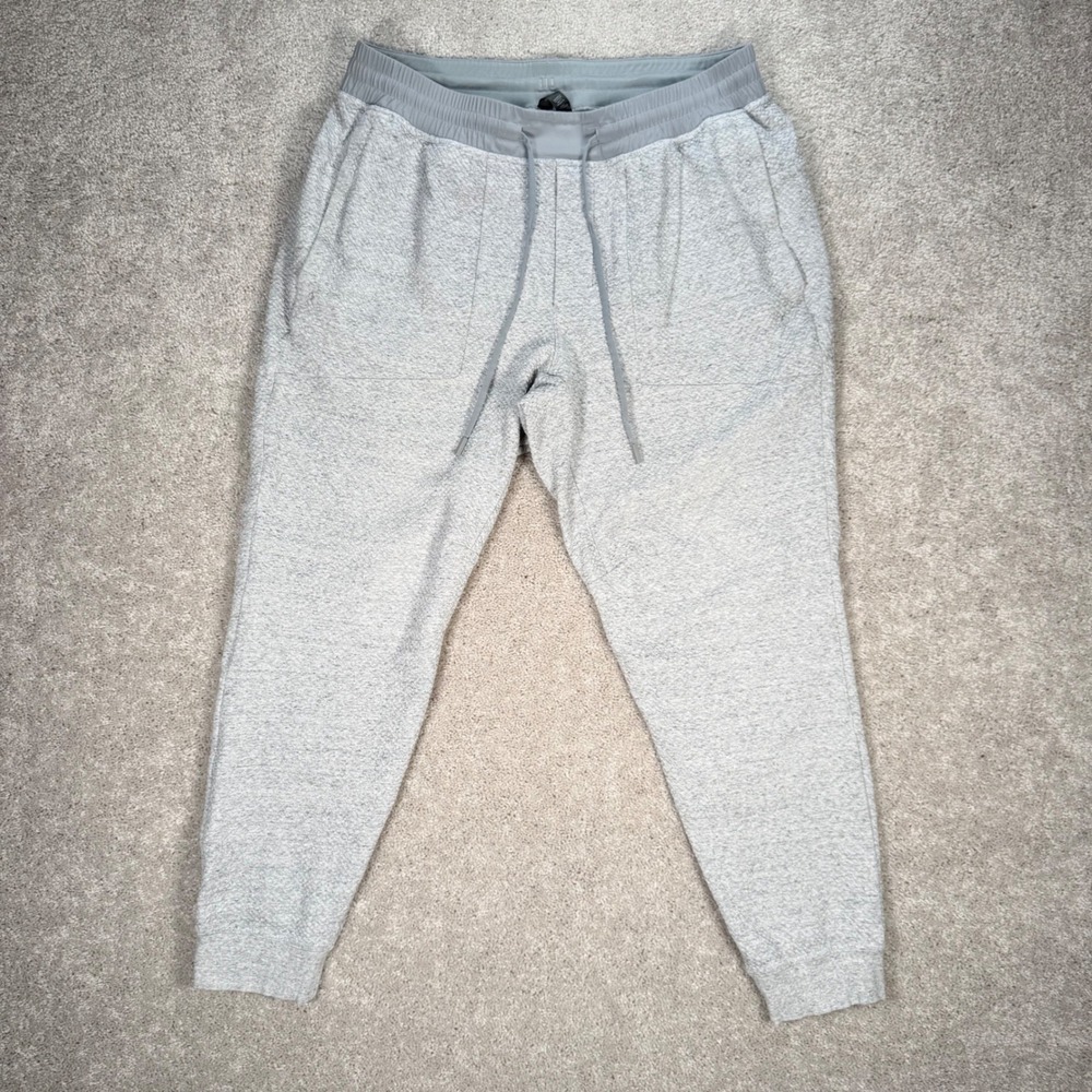 Lululemon Men's XL Textured Knit Jogger Pants Heathered Grey Drawstring